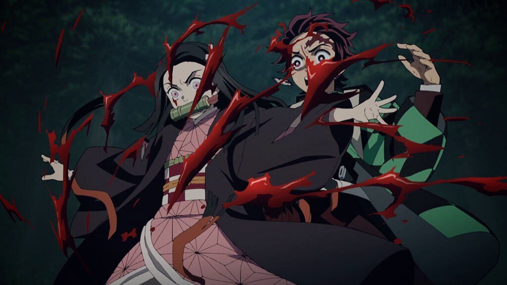 Nezuko protecting Tanjiro (Image via Ufotable).