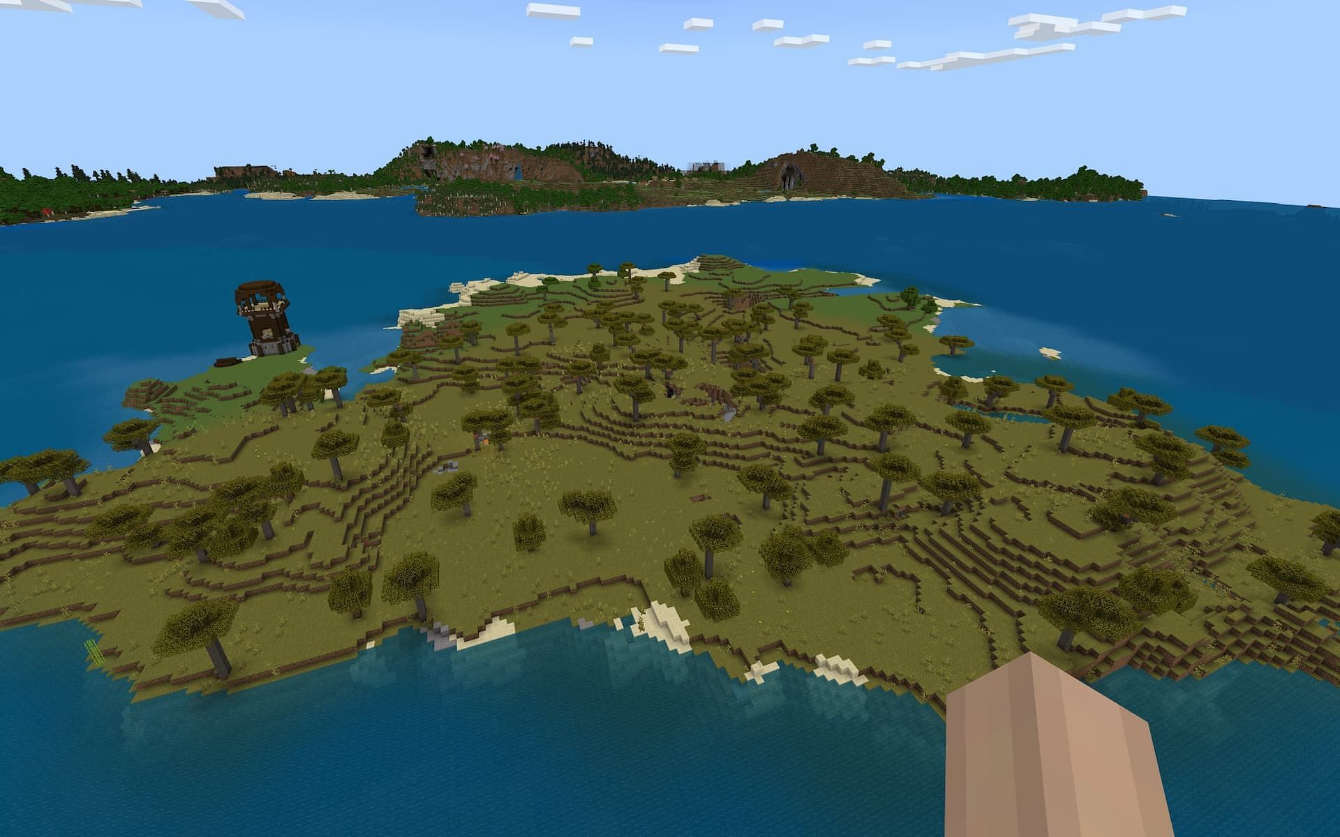 A private island and riches at spawn (Image via Mojang)
