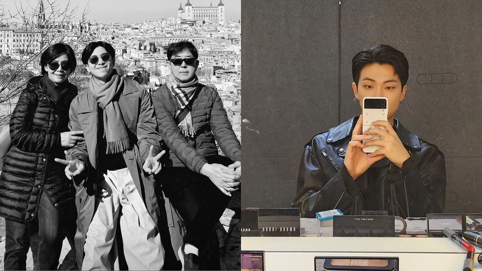 RM posts a picture with his parents (Images via Twitter/RMGlobalUnion)