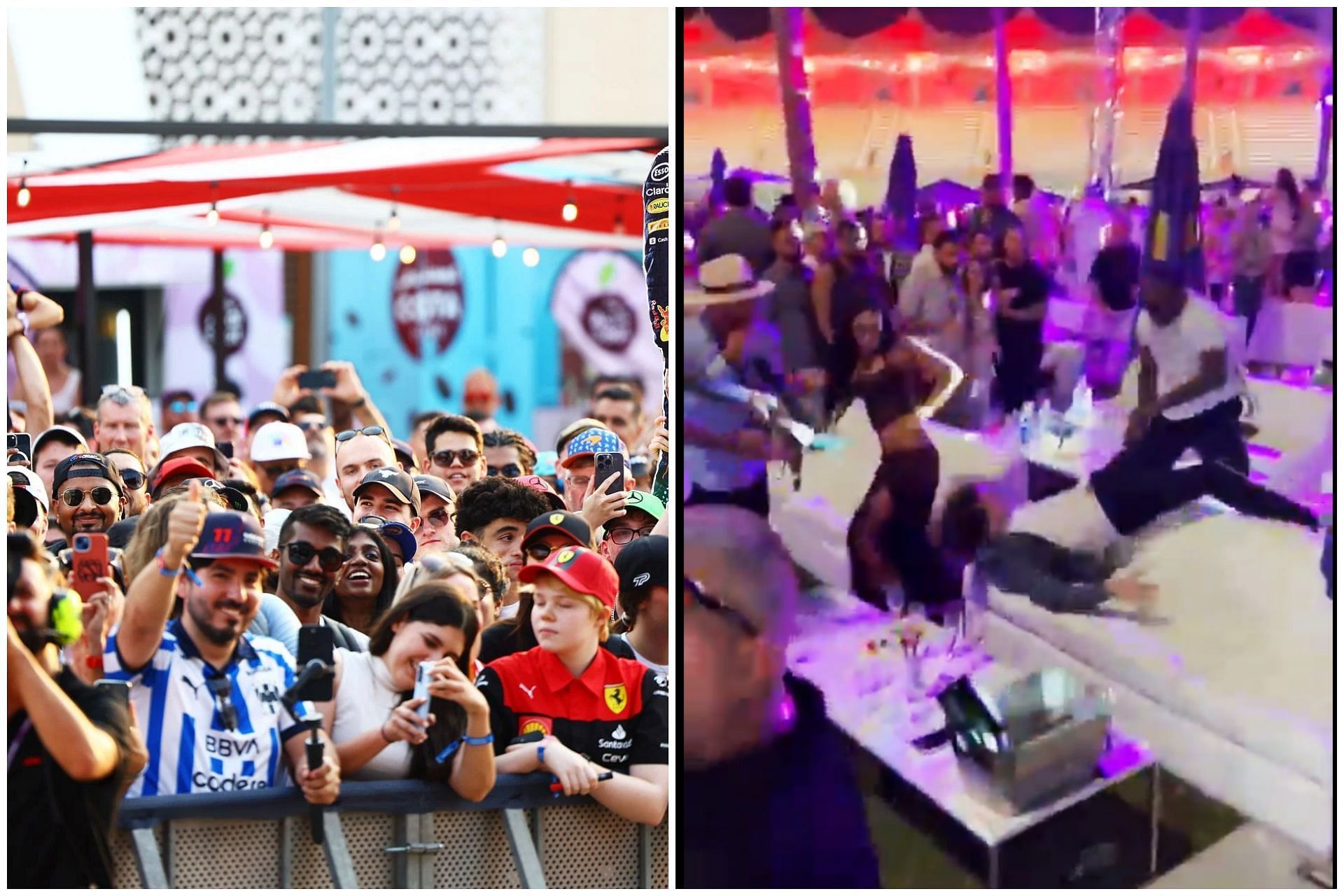 A fight amongst fans broke out during the 2023 F1 Abu Dhabi Grand Prix (Collage via Sportskeeda)