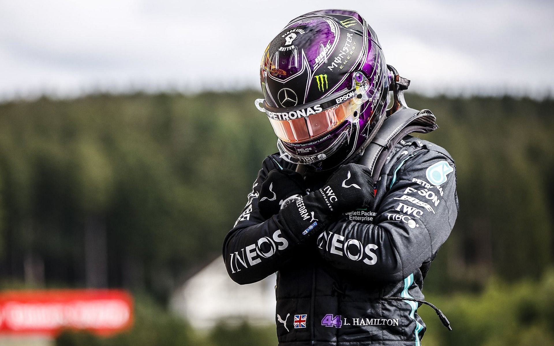 Lewis Hamilton in Spa, Belgium (Image via Twitter @LewisHamilton &amp; Sportskeeda)