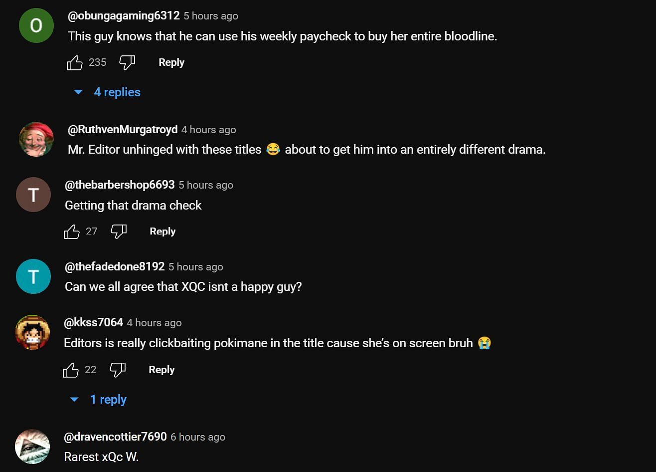 Fan reaction to the latest drama between the two streamers (Image via YouTube/xQc Clips)