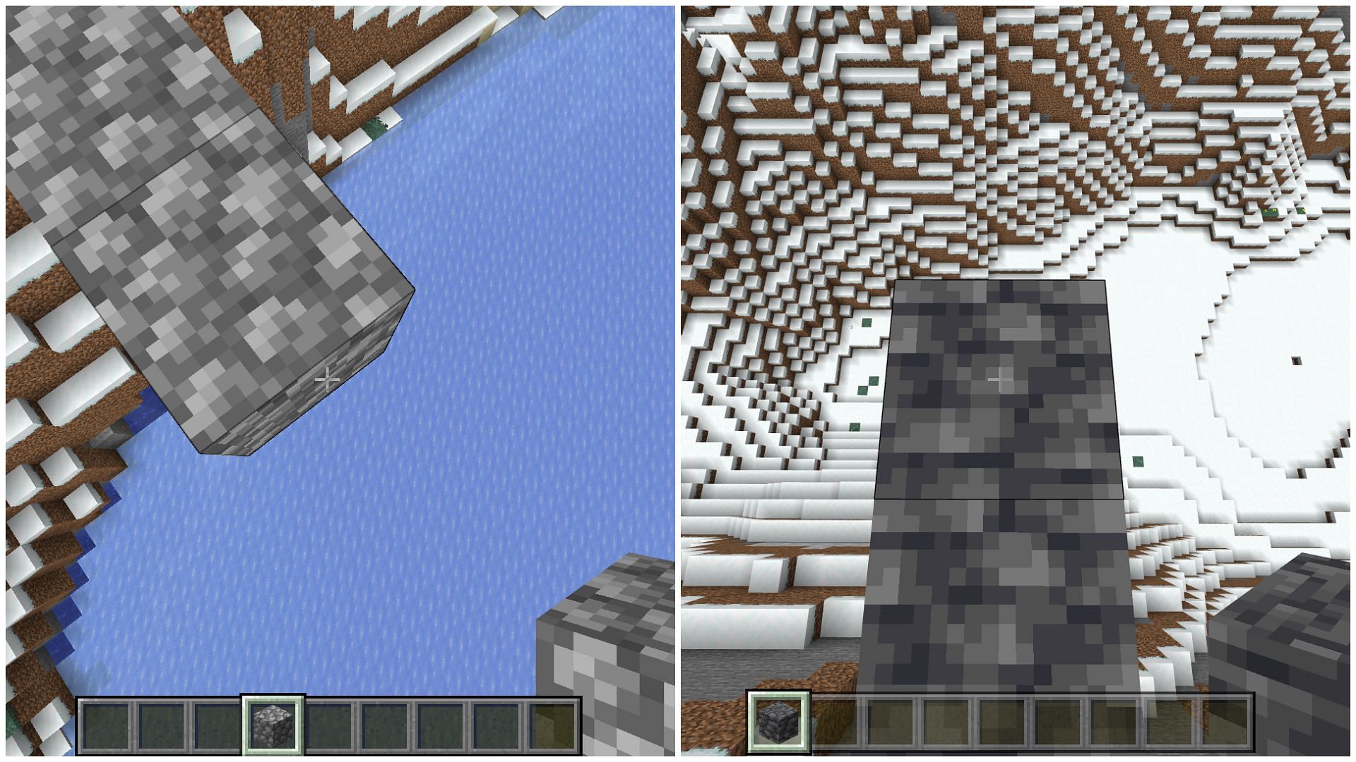 Making a bridge in Minecraft Java and Bedrock Editions is quite different from one another (Image via Sportskeeda)