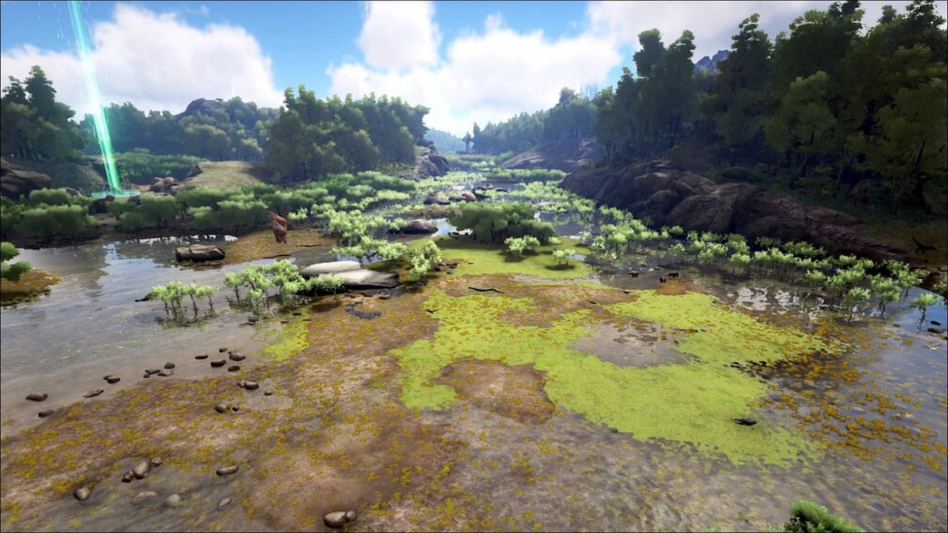 You can gather Chitin from exoskeletons in Writhing Swamps (Image via Studio Wildcard)