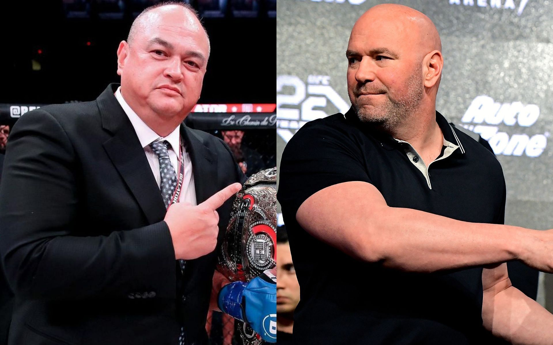 Scott Coker (Left); Dana White (Right) [*Image courtesy: @therealscottcoker Instagram; Getty Images]