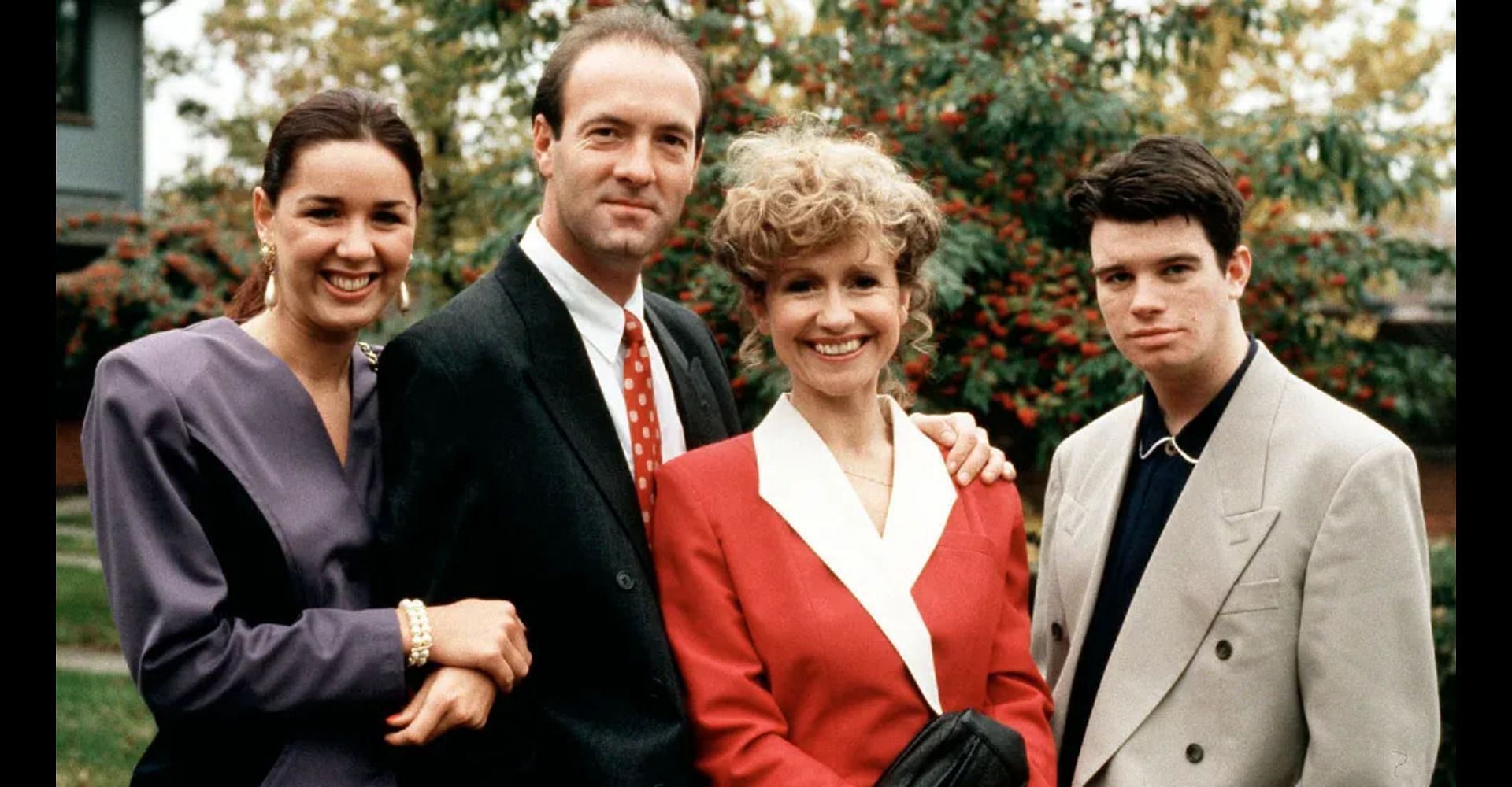 The Corkhill family was played by (left to right) Claire Sweeney, Dean Sullivan, Sue Jenkins, and George Christopher (Image via Yahoo News)