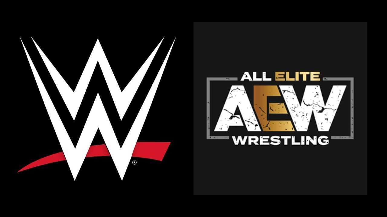 WWE logo (left) and AEW logo (right)