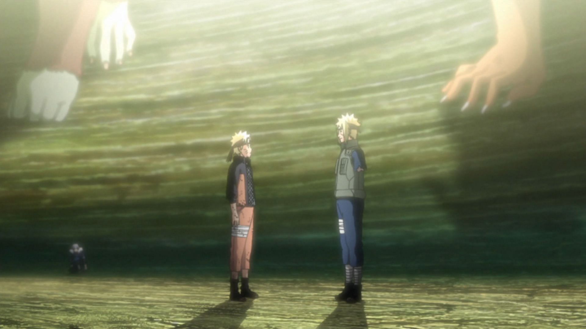 Naruto and Minato as seen in Naruto Shippuden (Image via Studio Pierrot)