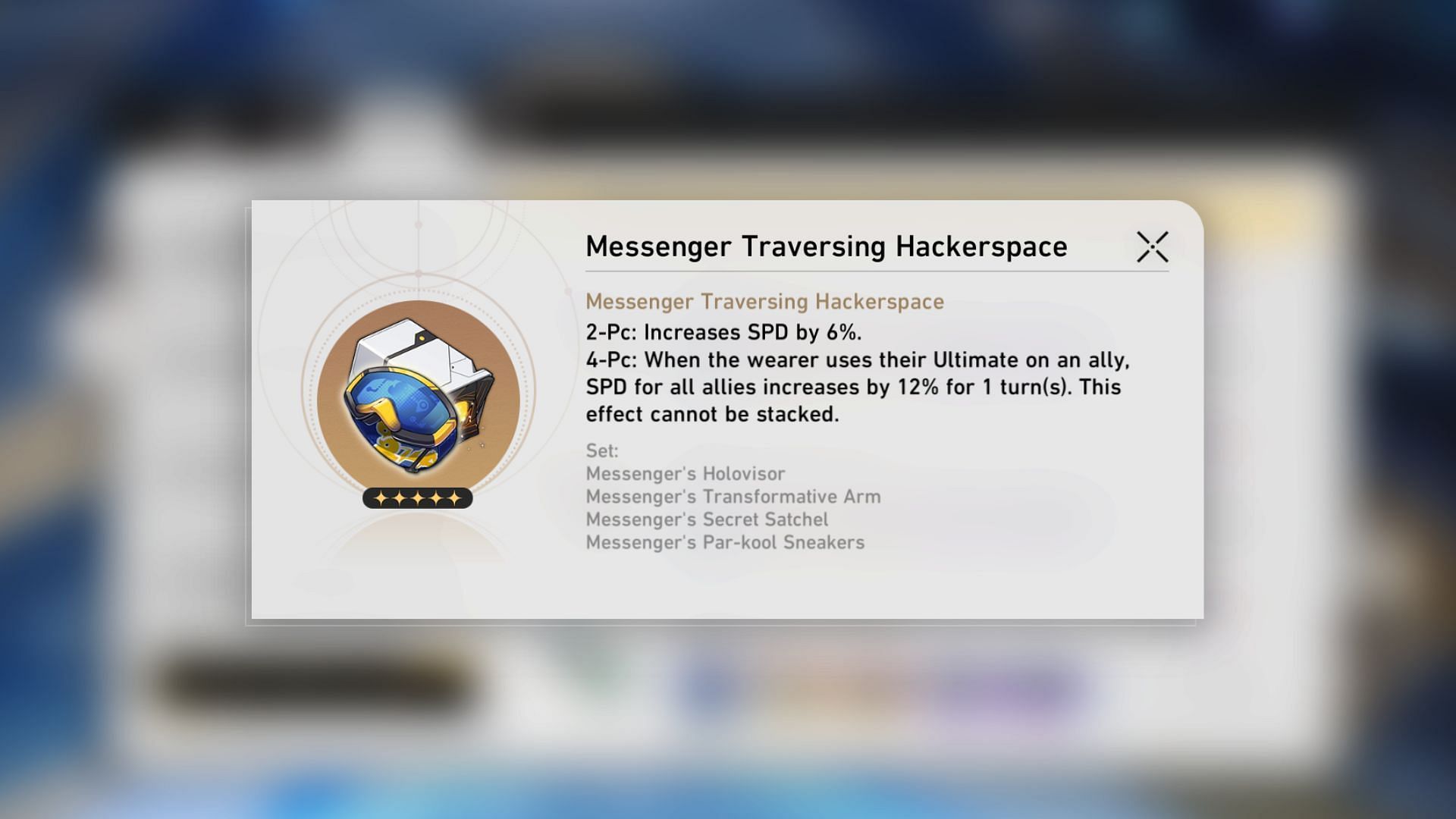 Messenger Traversing Hackerspace Relic set (Image via HoYoverse)