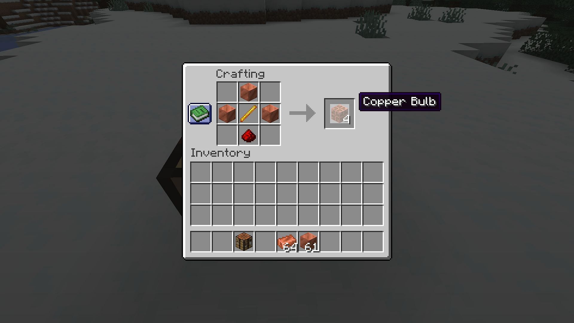 Crafting recipe for copper bulbs in Minecraft (Image via Mojang)