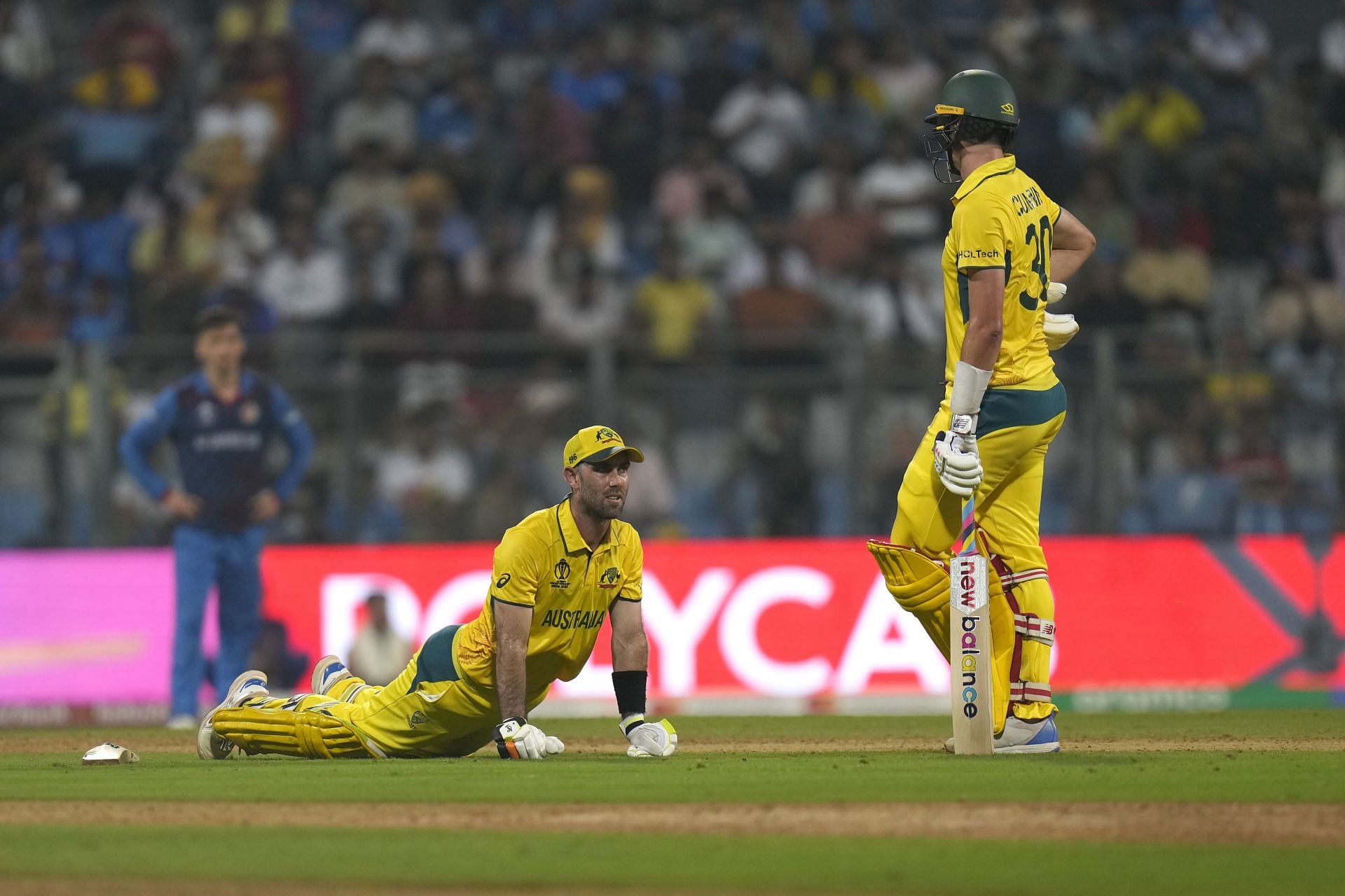 Glenn Maxwell struggled with cramps and was barely able to move his feet. [P/C: AP]