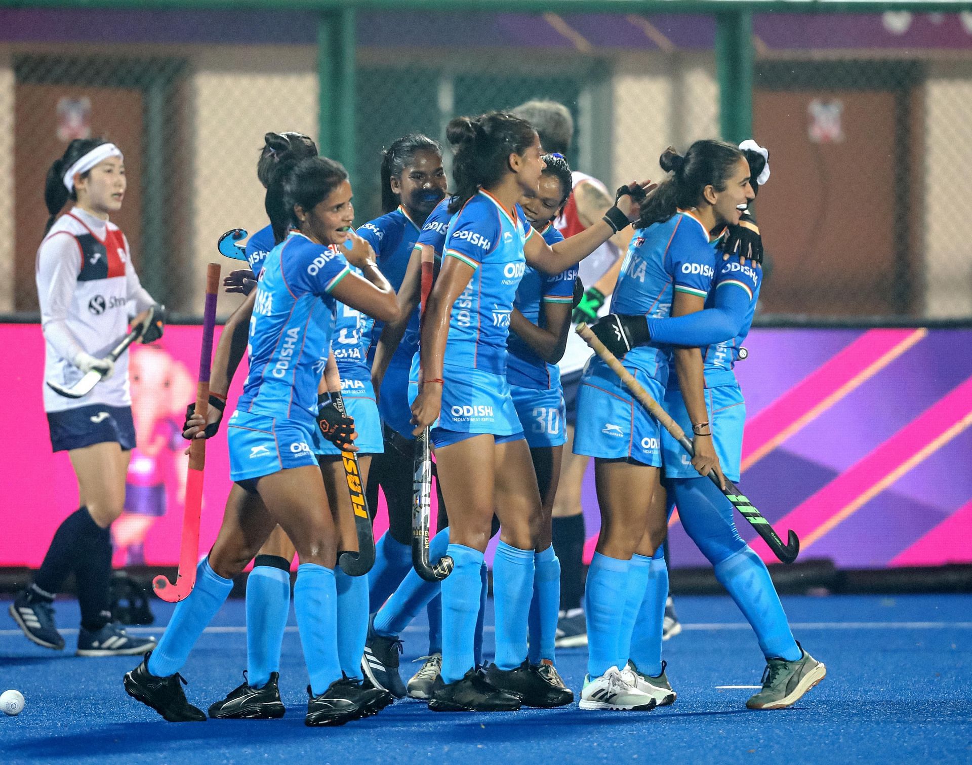 Indian Team celebrating a goal against Korea in semifinal (Picture Credits: Hockey India)