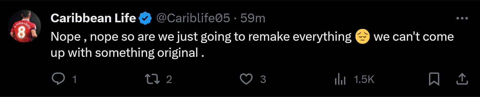 A tweet reply to DF&#039;s post about the upcoming remake (Image via X)