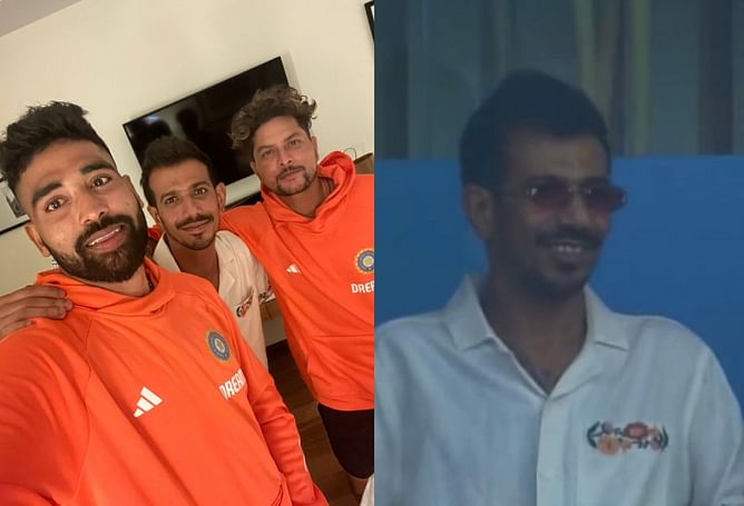 "Reunited with my brothers"- Yuzvendra Chahal poses with Mohammed Siraj and Kuldeep Yadav after India's win vs Sri Lanka in 2023 World Cup