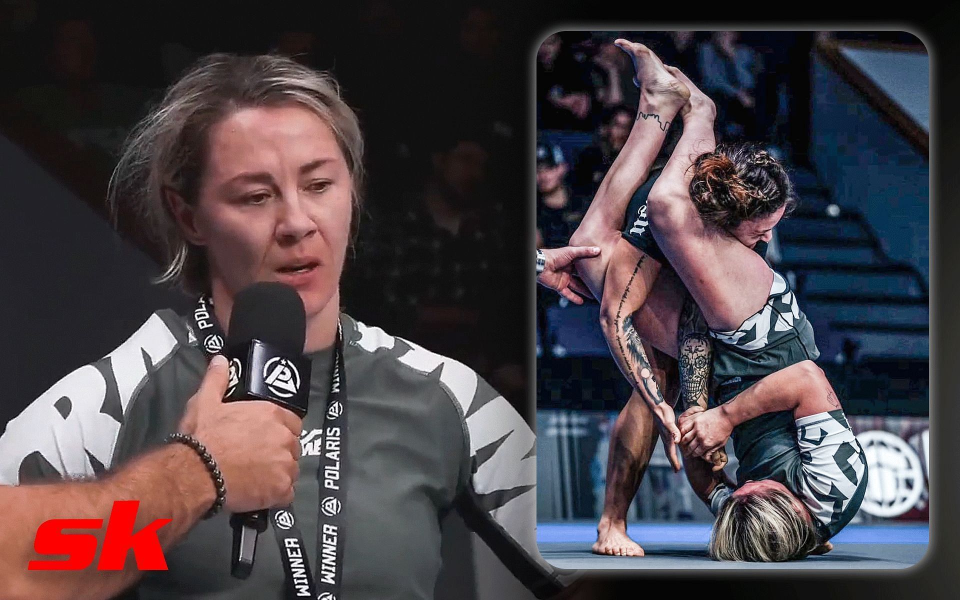 Molly McCann (left) Molly McCann and Julia Scardone (right) [Image courtesy @UFCFightPass on X, @meatballmolly on Instagram]