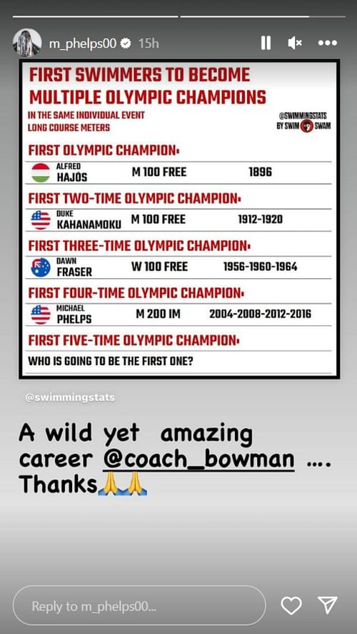 Michael Phelps's Instagram story (Image via Instagram)