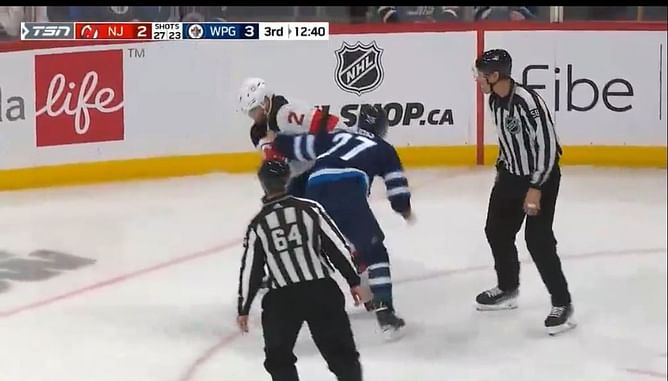 Video: Nikolaj Ehlers and Brendan Smith trade punches after huge hit on Vladislav Namestnikov