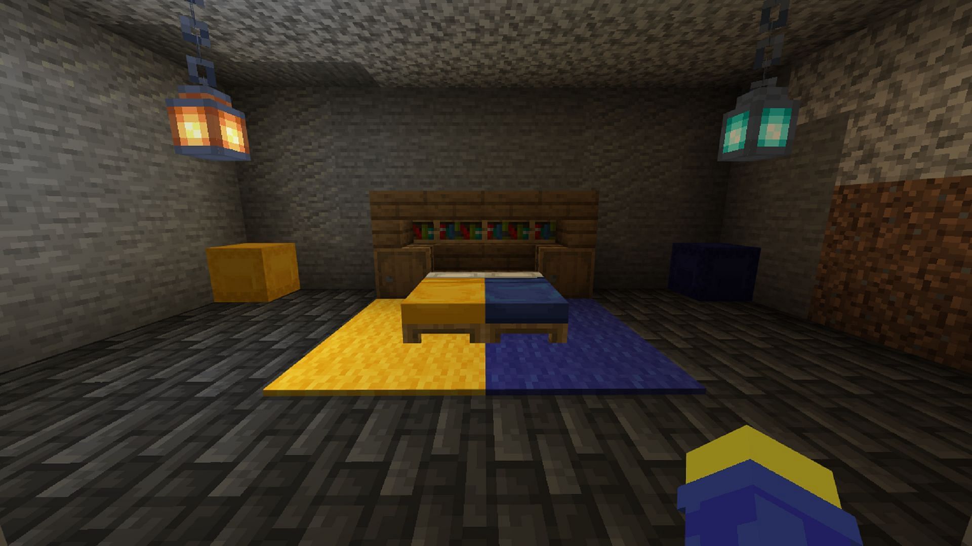 The half-and-half concept of this bedroom design can be applied to many of its counterparts (Image via Mojang)