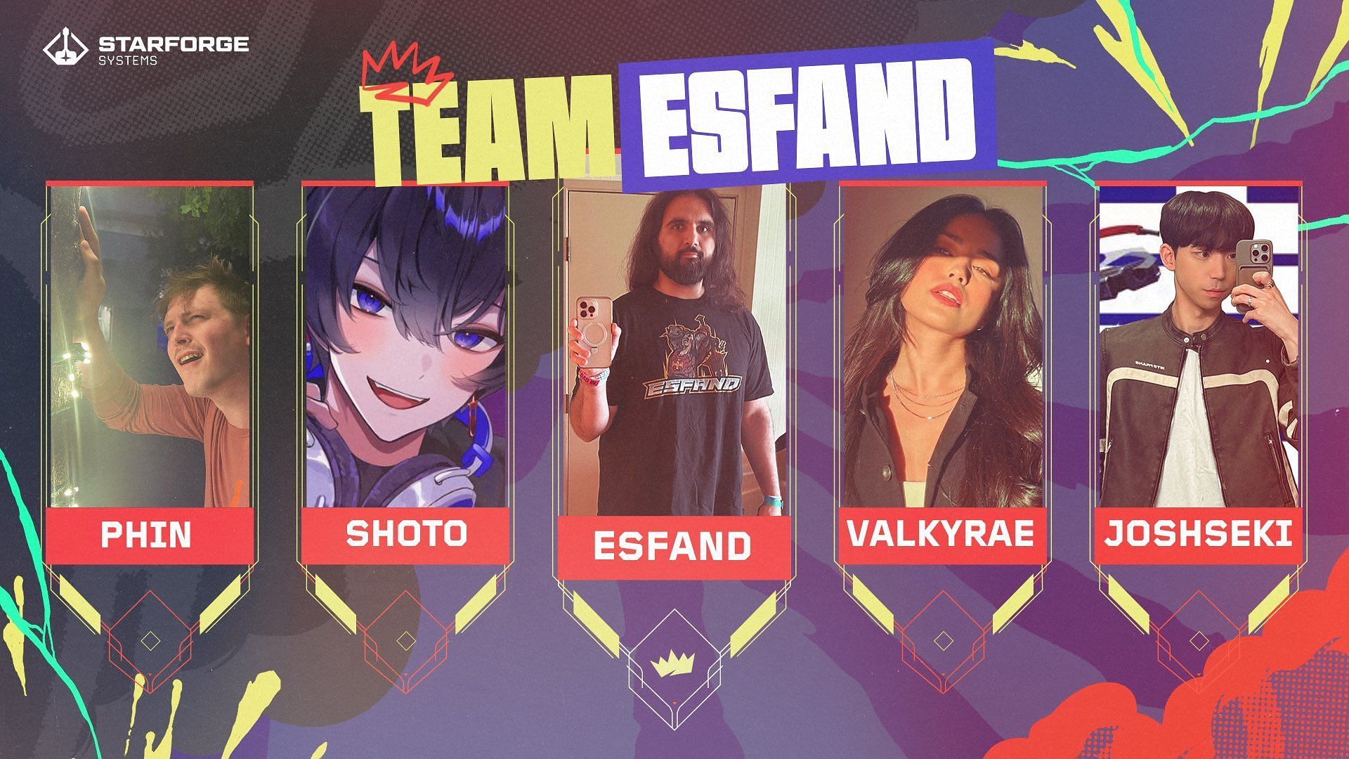 EsfandTV&#039;s team at the Valorant tournament (Image via X)