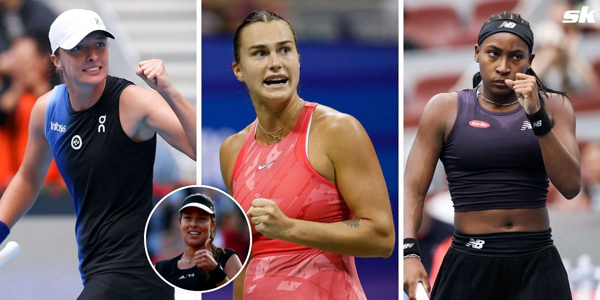 Iga Swiatek (L), Aryna Sabalenka (middle), Coco Gauff (L) and Ana Ivanovic (inset)