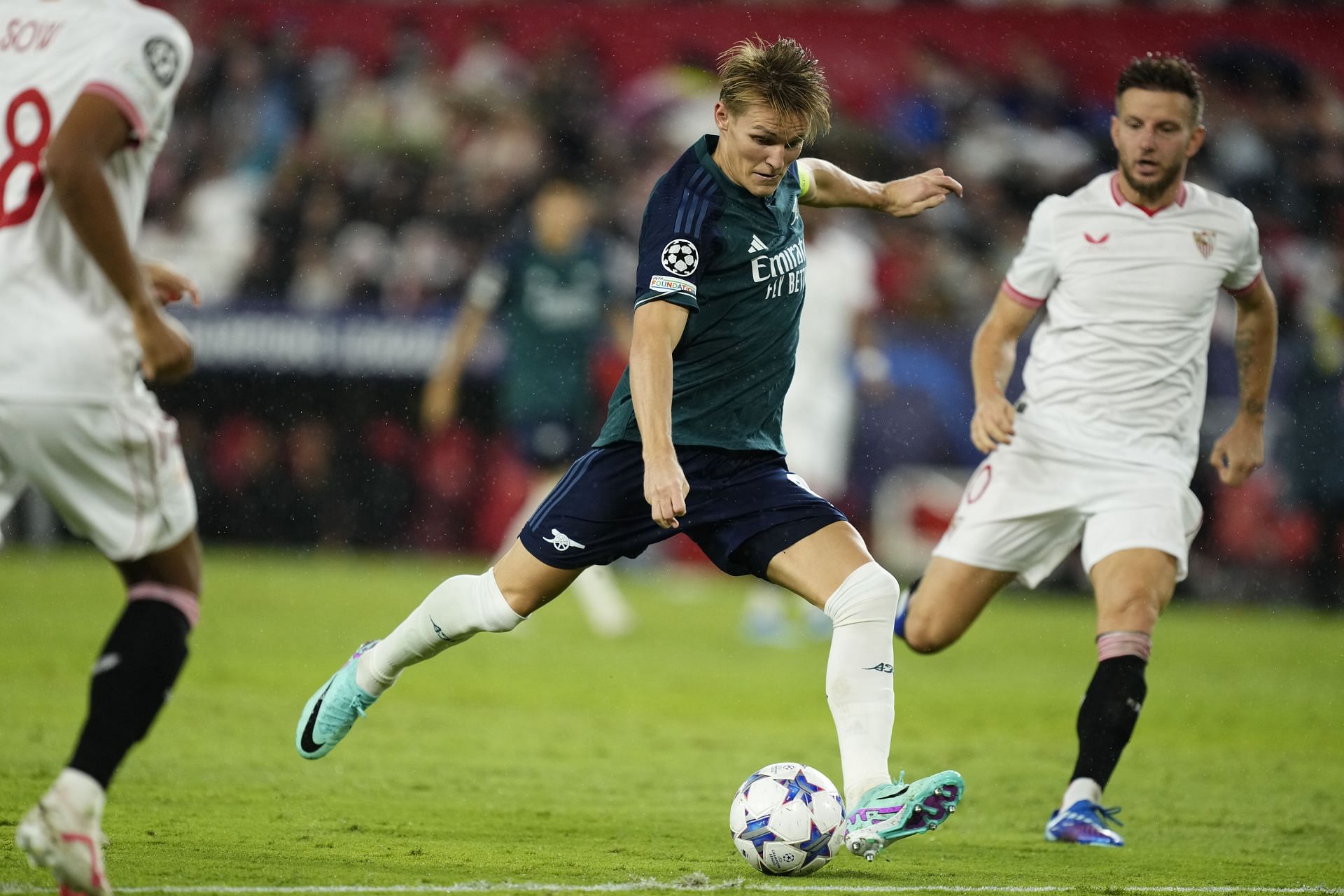 Martin Odegaard (centre) is a talismanic figure at the Emirates.