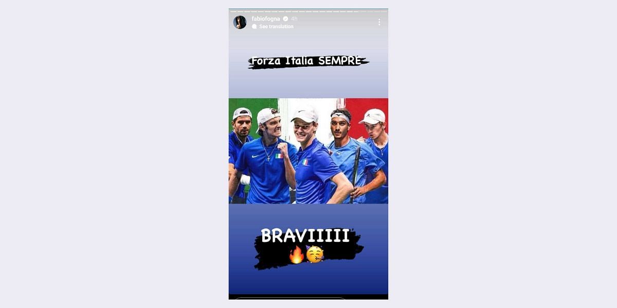 Fabio Fognini&#039;s Instagram story