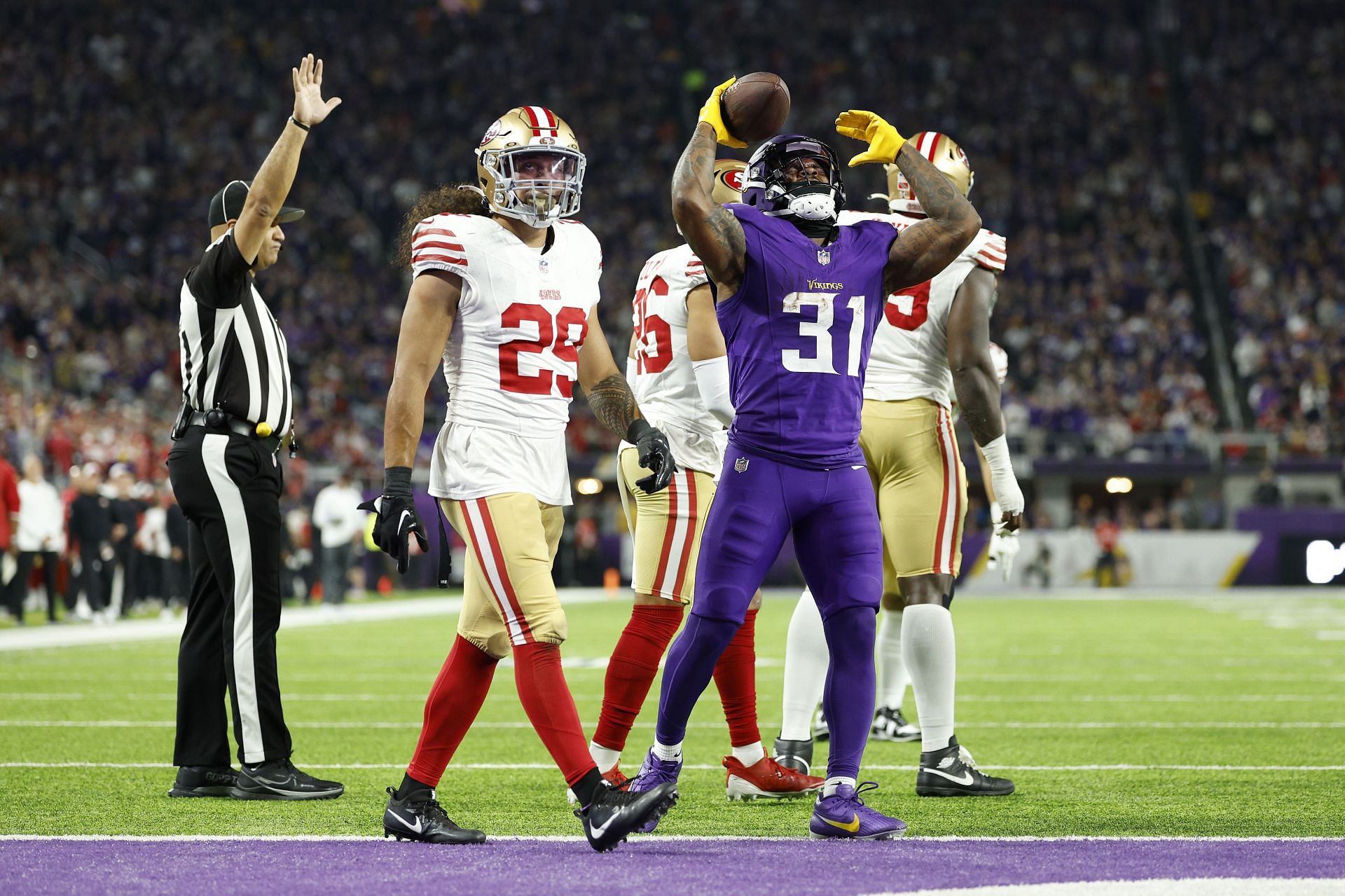 Cam Akers during San Francisco 49ers v Minnesota Vikings