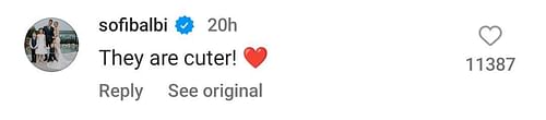 Sofia Balbi reacting to Lionel Messi's Instagram post