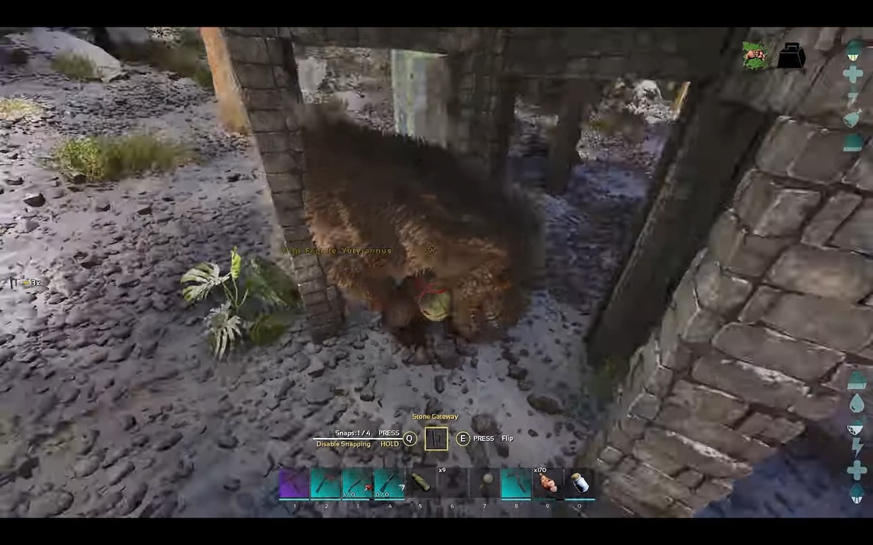 At higher levels, you can always lay structures down on the fly to tame Yuty in Ark Survival Ascended (Image via Studio Wildcard)