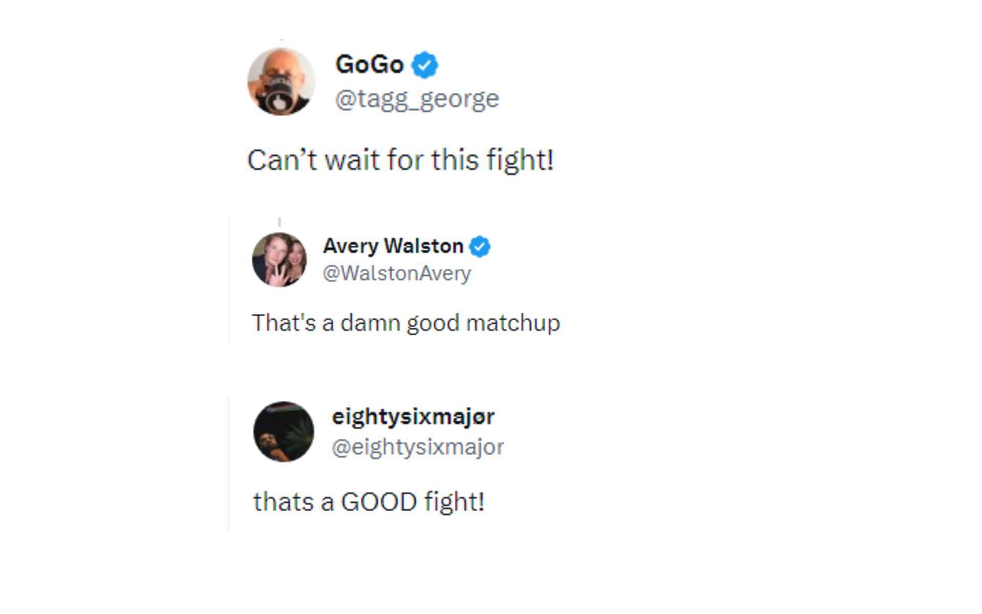Tweets reacting to potential bout at UFC 297