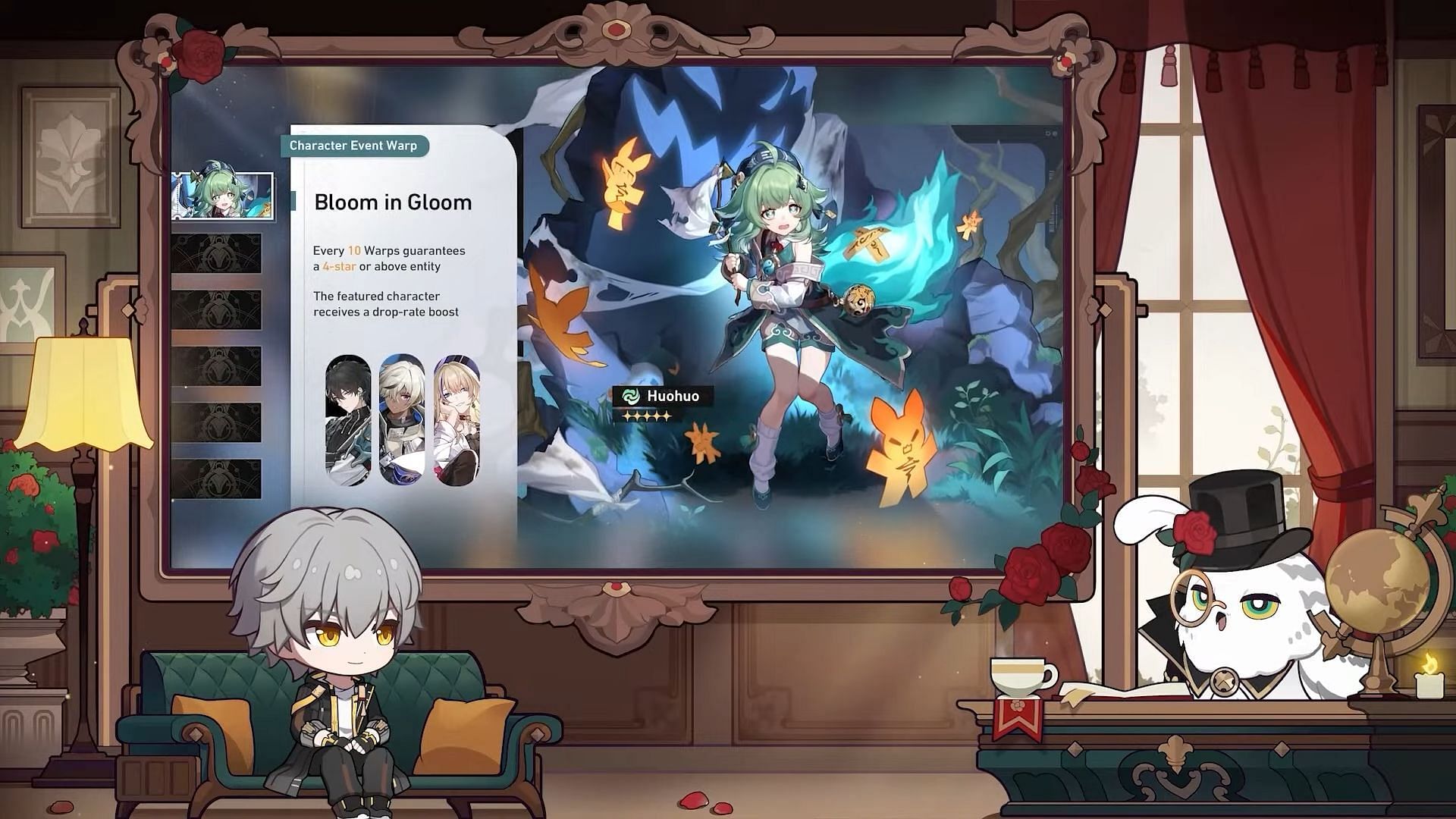 Huohuo&#039;s banner as shown in the v1.5 livestream (Image via HoYoverse)