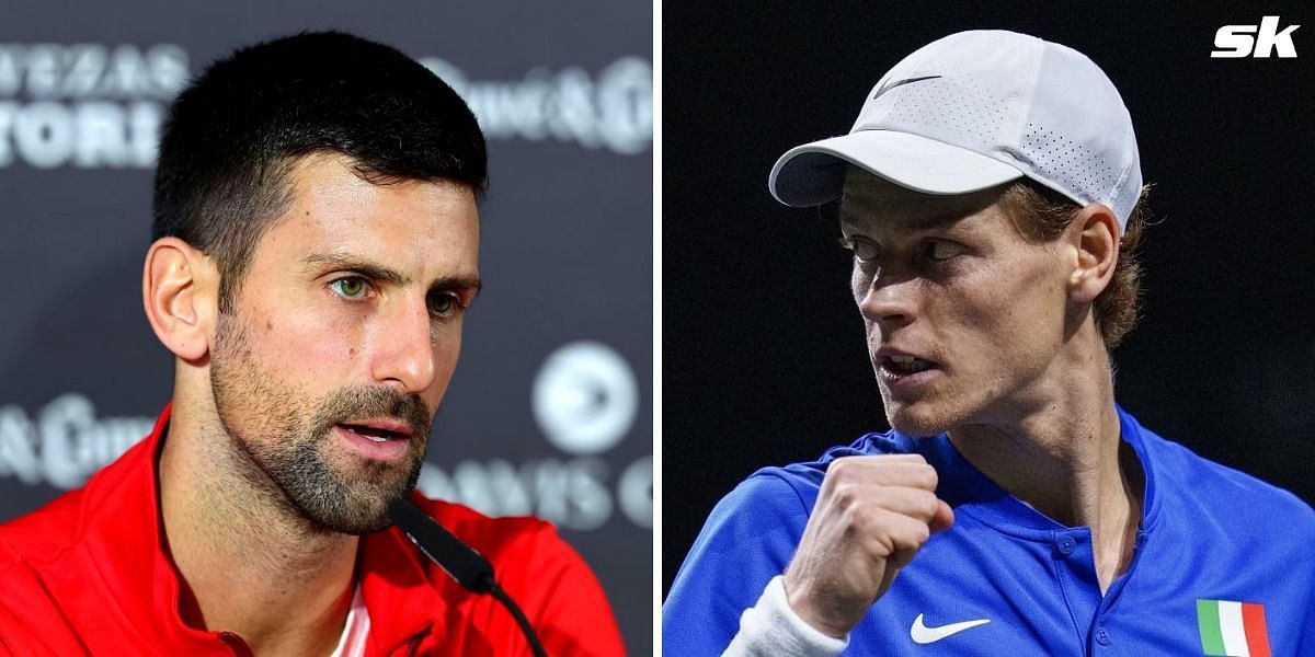 Novak Djokovic (L) and Jannik Sinner (R)