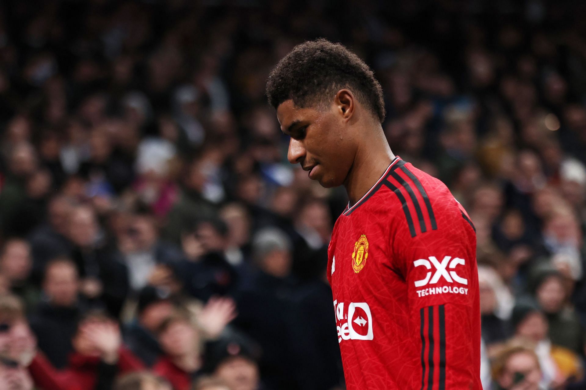 Marcus Rashford was handed just the second red card of his career.