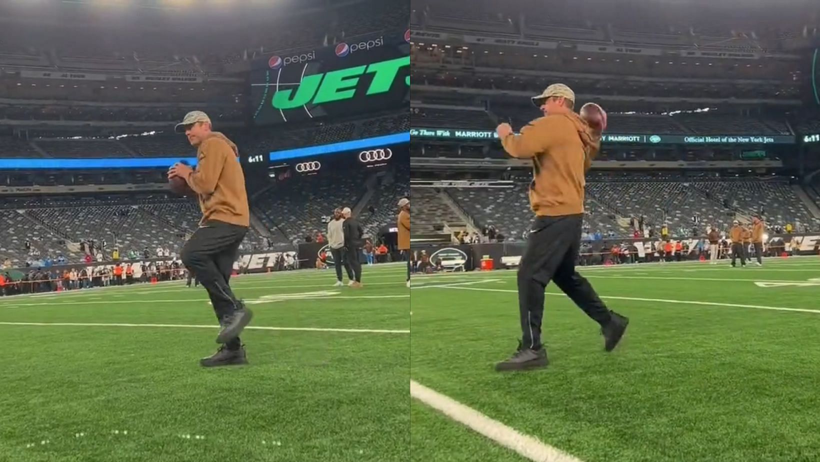 Aaron Rodgers was throwing prior to the Jets
