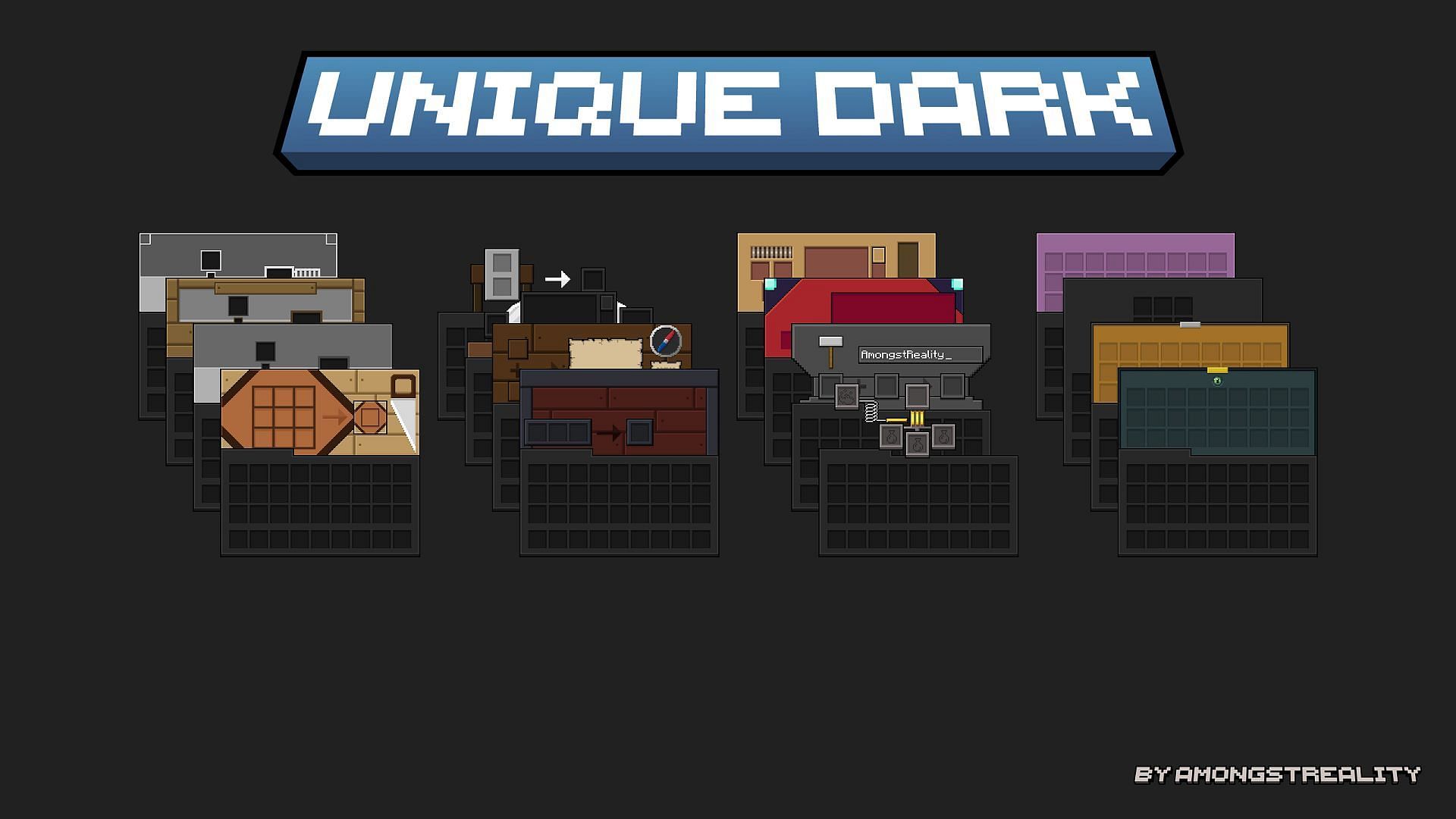 Unique Dark brings custom textures for several crafting blocks while also providing a dark overall theme (Image via Amongstreality/CurseForge)