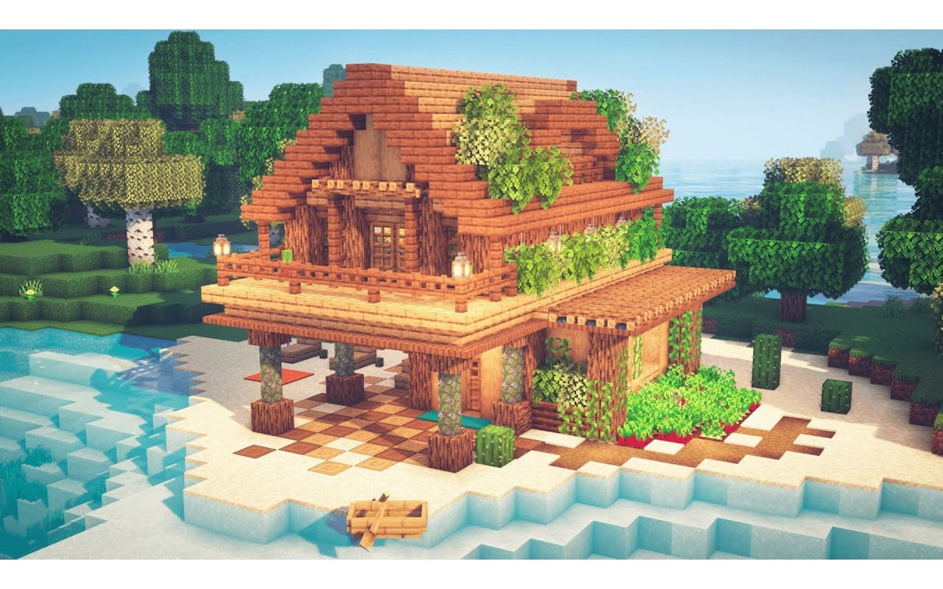 A tiny but functional build for the seashore. (Image via YouTube/ZayPixel)