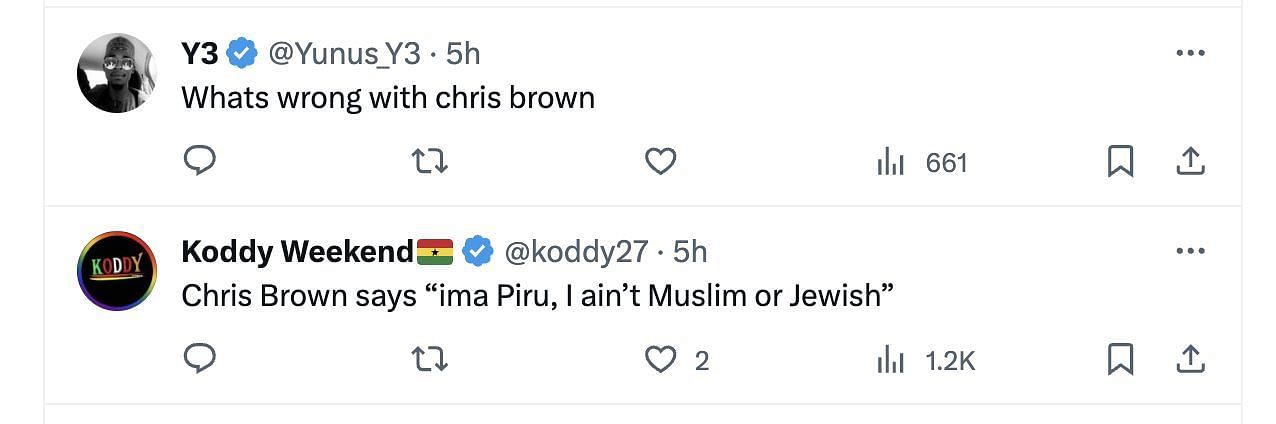 Social media users slam Brown for claiming he is amongst the Pirus (Image via Twitter)