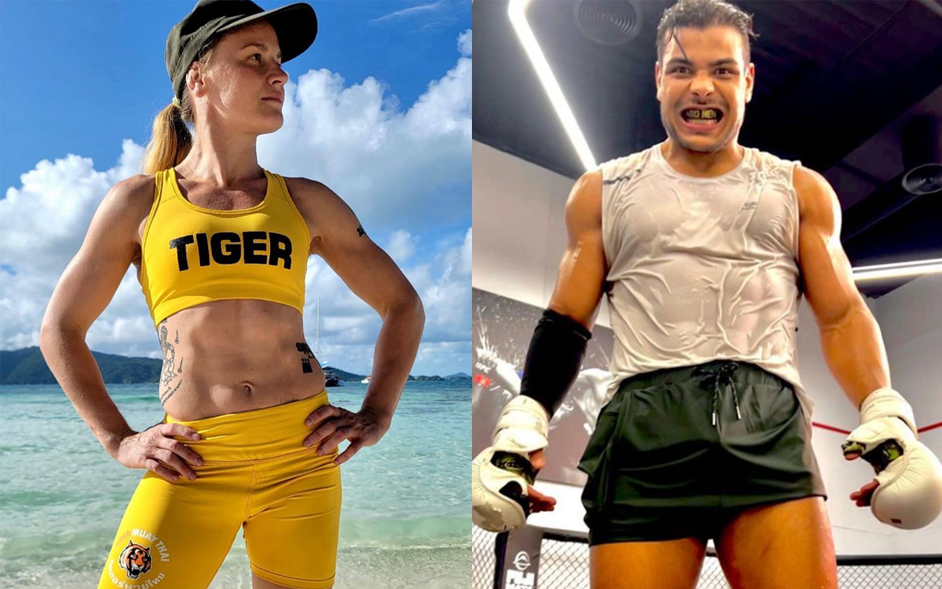 Valentina Shevchenko (left) and Paulo Costa (right) (Images via @borrachinhamma and @bulletvalentina Instagram)