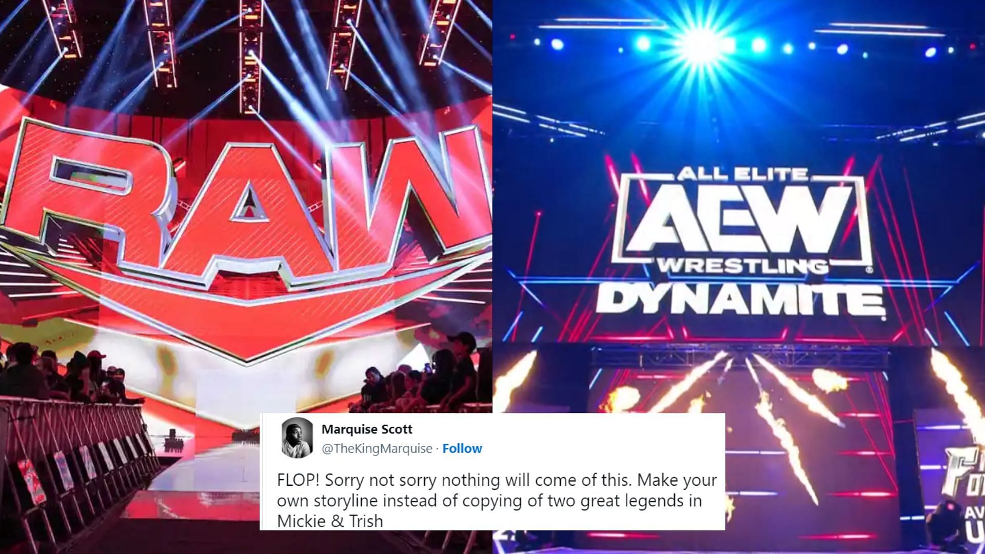 WWE RAW stage (left), AEW Dynamite stage (right)