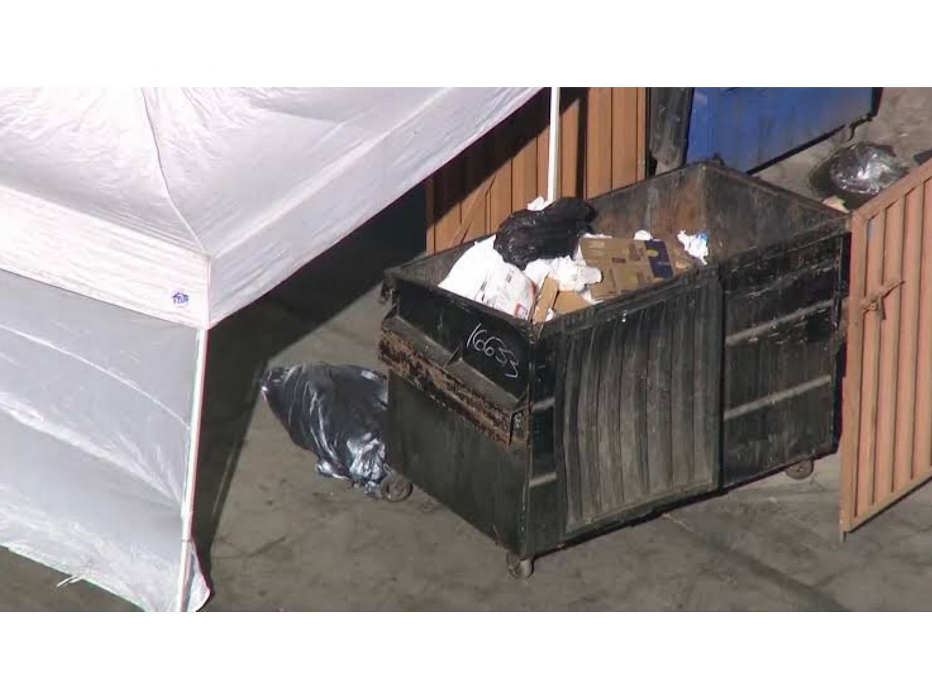 The dumpster in Encino (Image via KTLA)