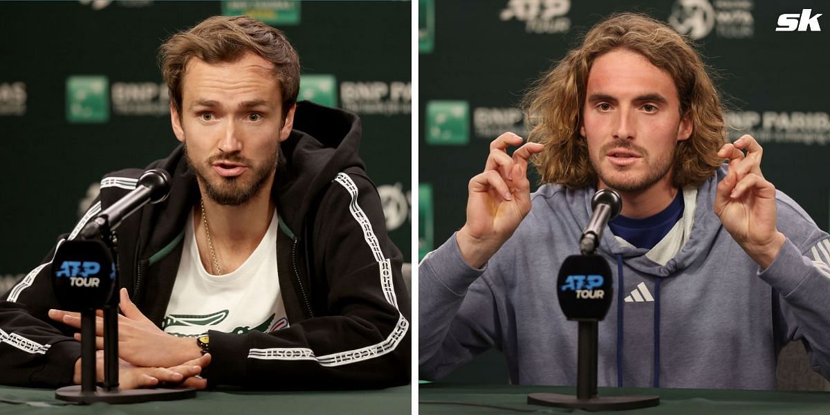 Daniil Medvedev (L) and Stefanos Tsitsipas (R)