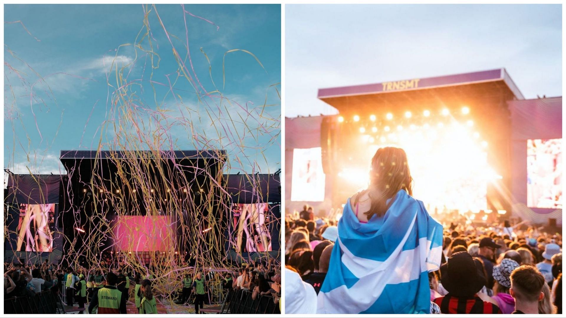 Two portraits of TRNSMT festival venue (images via official Instagram @trnsmtfest)