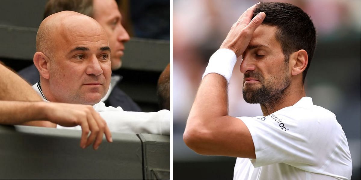 Andre Agassi (L), Novak Djokovic (R)