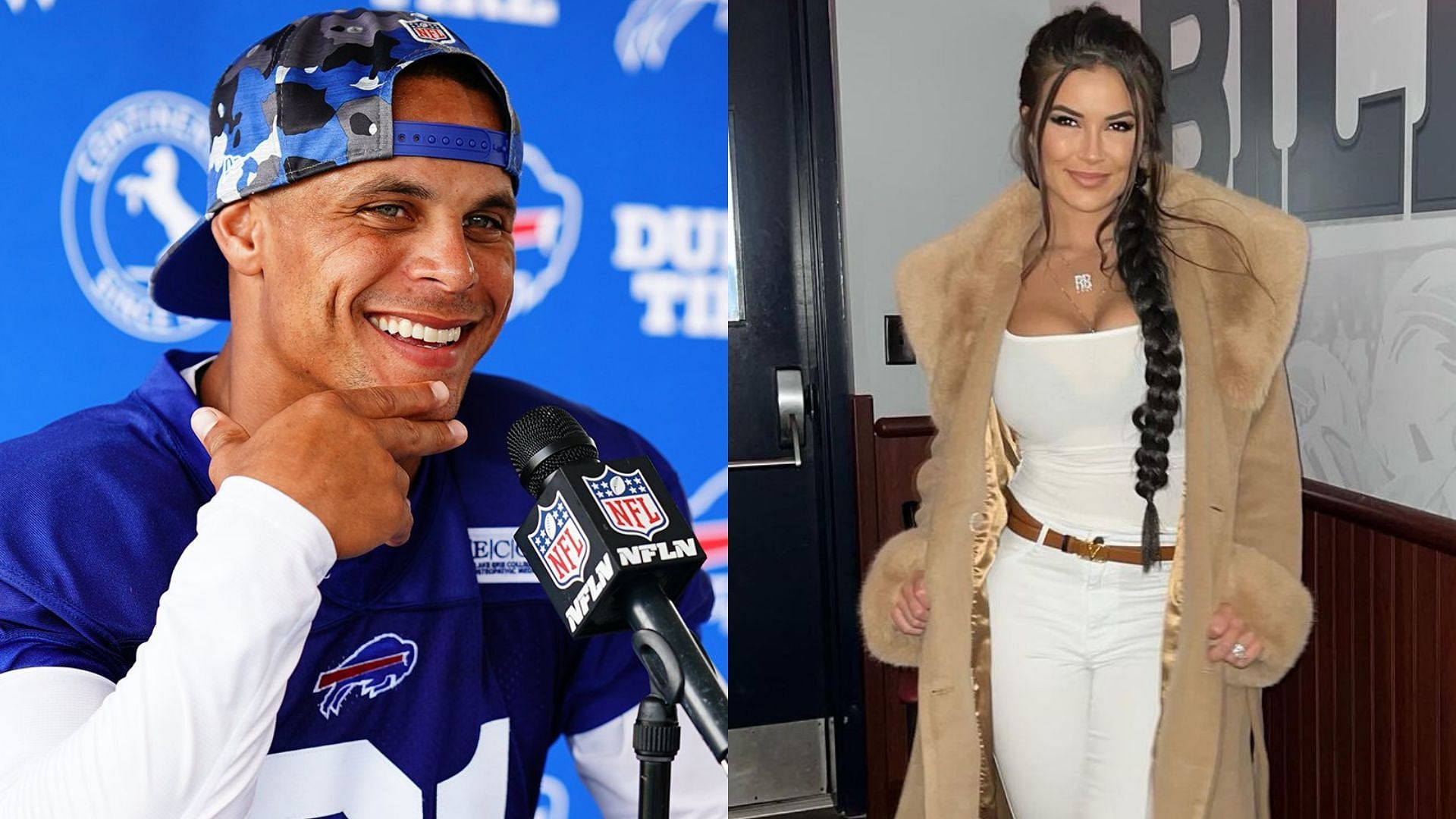 Jordan Poyer reacts to his wife Rachel Bush