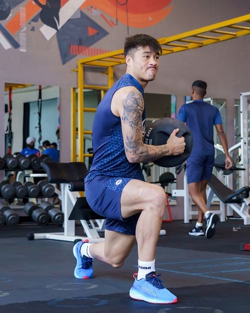 Phurba Lachenpa working hard in the gym. (MCFC)