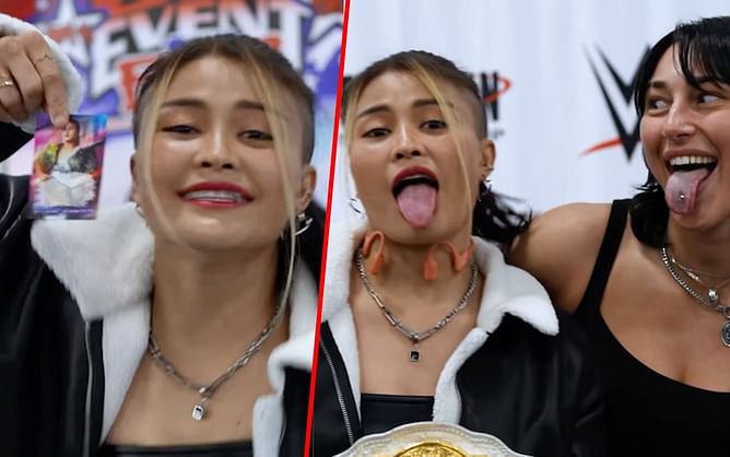 WATCH: Stamp Fairtex daps it up with WWE Women’s World Champ Rhea Ripley, MMA legends at Big Event in New York