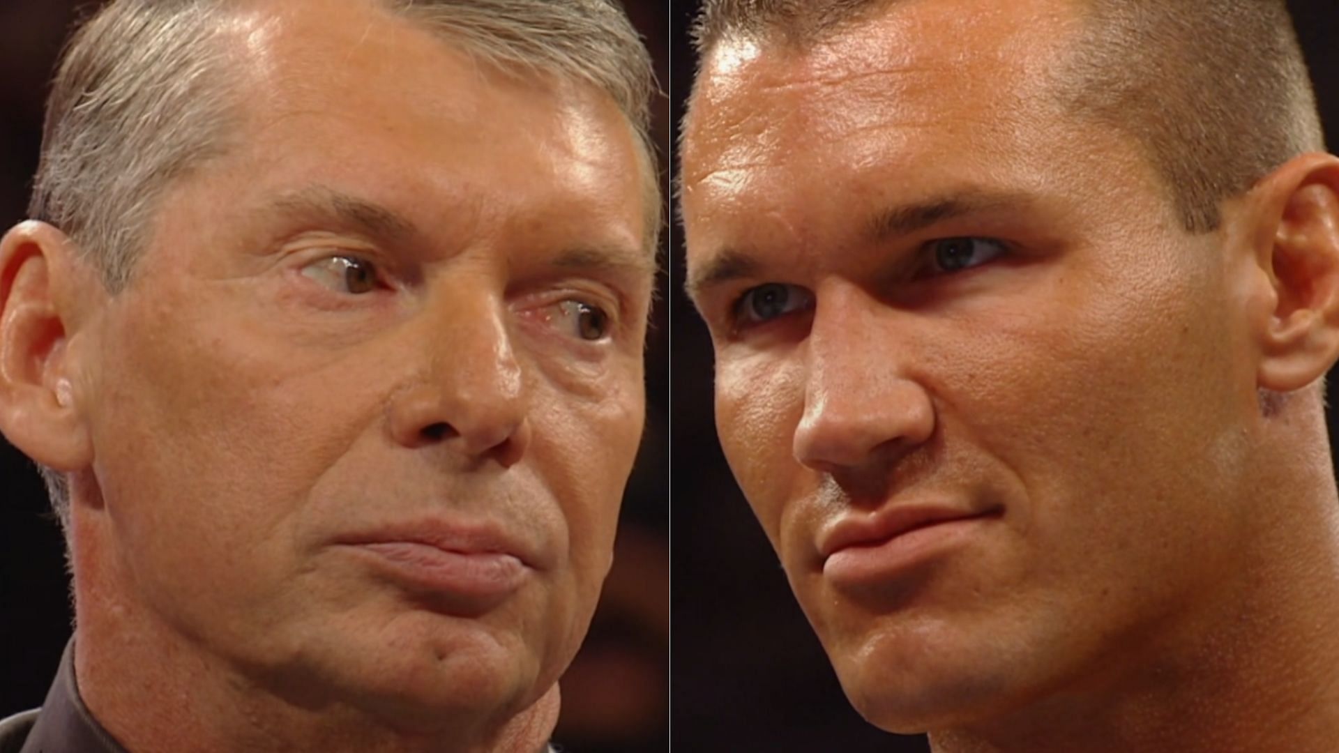 Vince McMahon (left); Randy Orton (right)