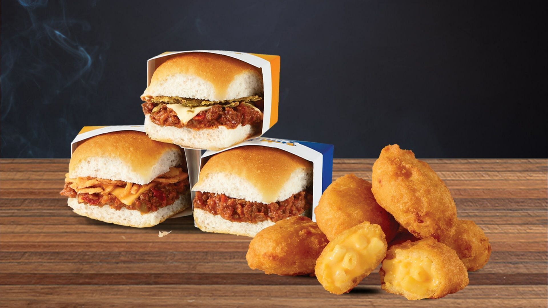 The returning Sloppy Joe sliders and the Mac &amp; Cheese Nibblers will stay on the menu till February 4, 2024 (Image via White Castle)