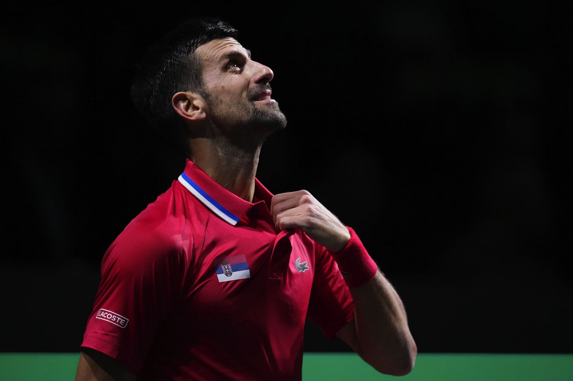 Djokovic in action at the 2023 Davis Cup