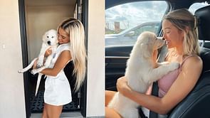"I'm tryna be this snug" - LSU gymnast Olivia Dunne aiming to be as cozy as her pup Roux in latest viral snap